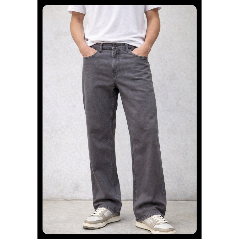 JACHS NY 5 Pocket Denim Pant Mens 40x30 Grey Straight Fit Comfort Stretch Jeans